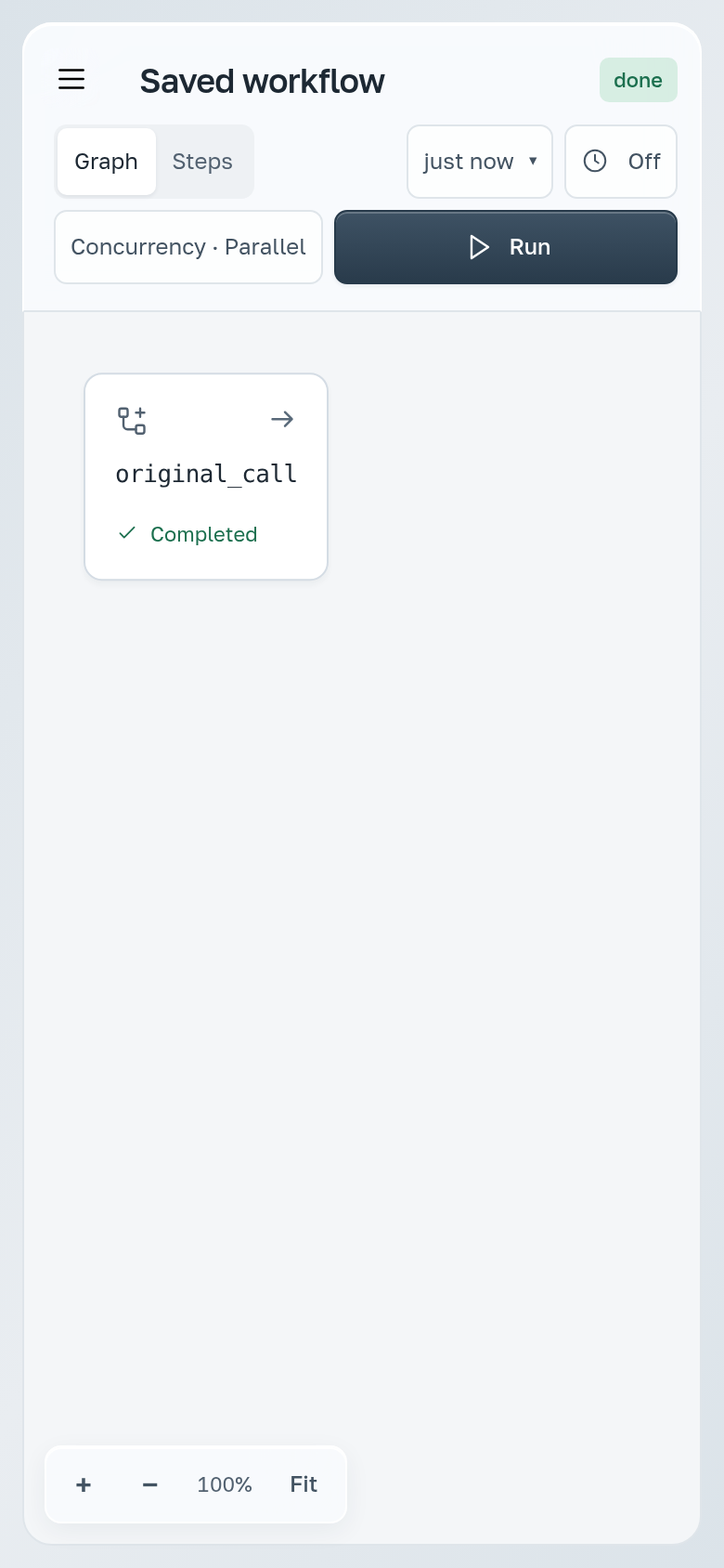 Старый запуск с исходным шагом original_call